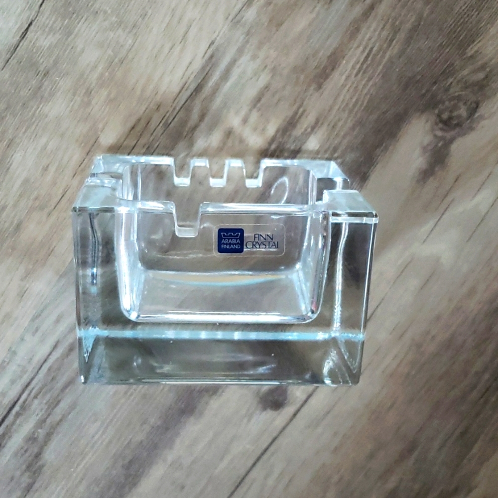 Vintage 1960's Arabia Finland Fine Crystal Ashtray by Kaj Franck Nuutajarvi